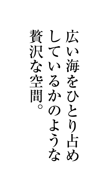 広い海をひとり占めしているかのような贅沢な空間。