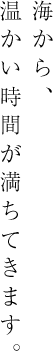 海から、暖かい時間が満ちてきます。